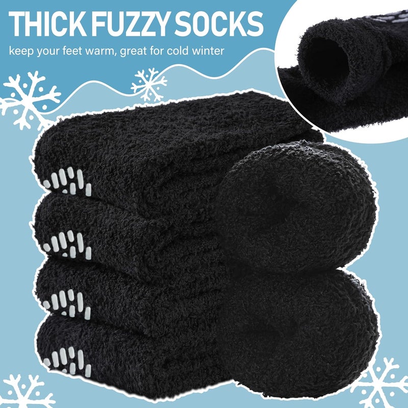 Yebing Store Non Slip Hospital Socks for Women with Grips Fuzzy Cozy Anti Skid Slipper Socks Winter Warm Soft Fluffy Sleep Socks - Image 4
